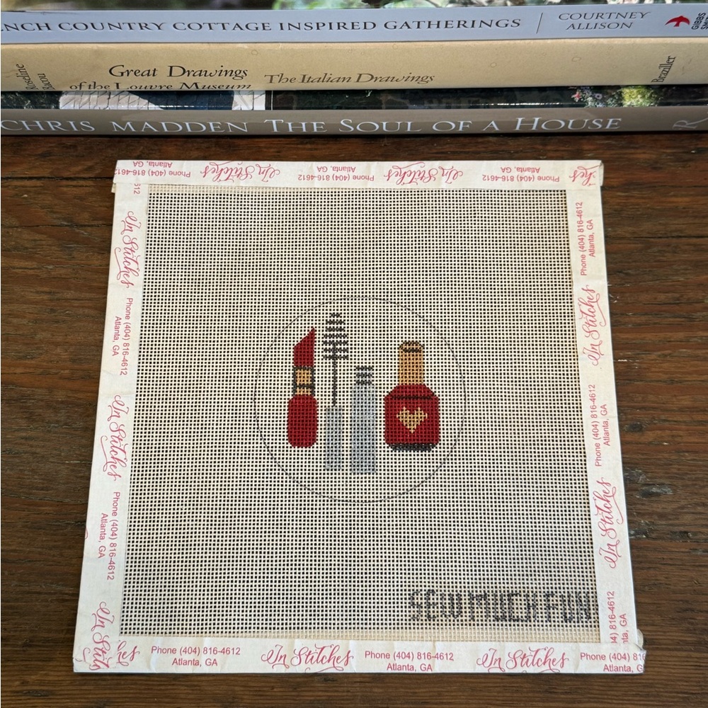 Ornament Needlepoint Canvas - Makeup Design w/ Mascara Lipstick & Nailpolish